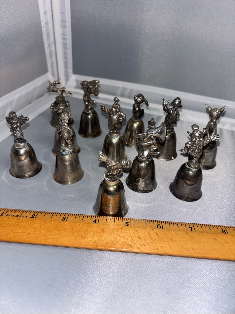 11 Disney New England Collectors Society Silver Plated Pewter Bells Lot